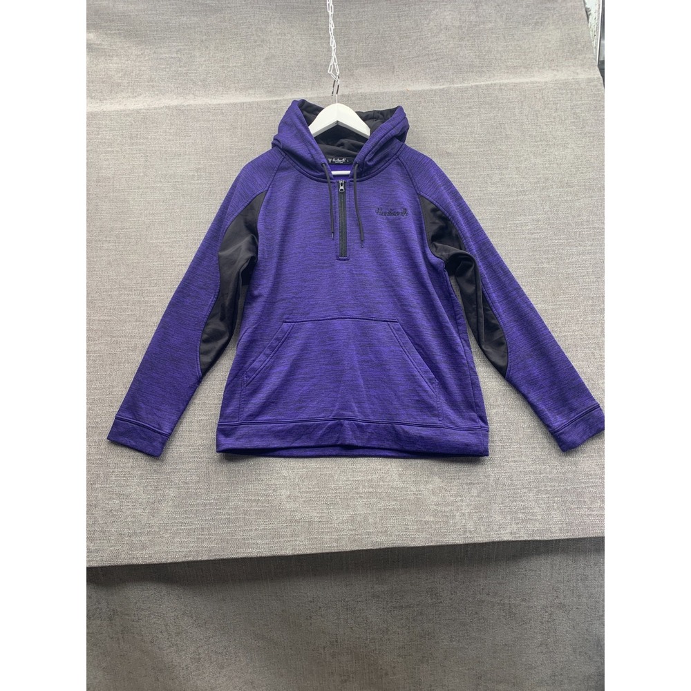 Huntworth Performance Hoodie Men Large Purple Space Dye Fleece Lined Quarter Zip